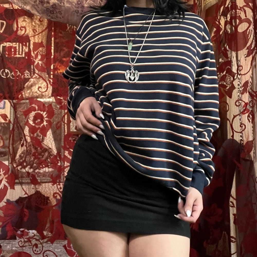 Blue/orange/white stripped American apparel sweater